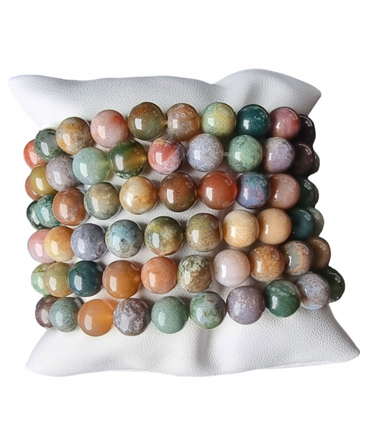 Bracelet Agate mousse pierres rondes (s)