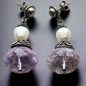 Boucles Améthyste & Perle Boules facettées Argent 925