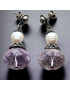 Boucles Améthyste & Perle Boules facettées Argent 925