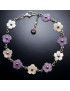 Bracelet Améthyste & Nacre Fleurs avec fermoir Argent 925