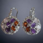Boucles Améthyste Quartz rose et Ambre Argent 925