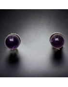 Boucles Améthyste boutons sertis Argent 925