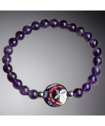 Bracelet Améthyste avec cercle acier nacré