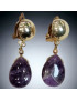 Boucles Améthyste à clips dorés