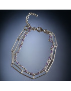 Bracelet Améthyste facettés & mailles Argent 925