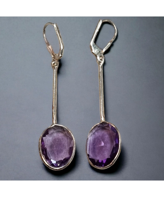 Boucles Améthyste Pendants Argent 925