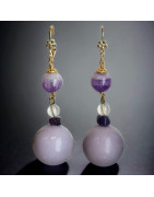 Boucles Améthyste Dumortiérite Cristal de roche & Shungite