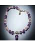 Bracelet cheville Améthyste Pierre de lune & Rhodochrosite