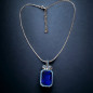 Pendentif Saphir de synthèse & Zirconium sur chaîne