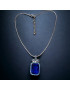 Pendentif Saphir de synthèse & Zirconium sur chaîne