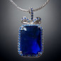 Pendentif Saphir de synthèse & Zirconium sur chaîne