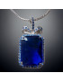 Pendentif Saphir de synthèse & Zirconium sur chaîne