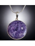 Pendentif Charoïte rond avec chaîne Argent 925
