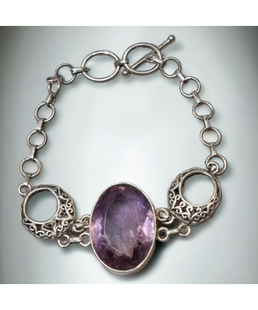 Bracelet Améthyste Ethnique Argent 925