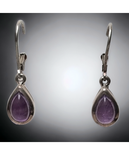 Boucles Améthyste gouttes Argent 925