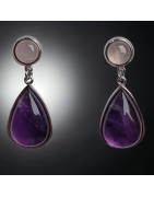 Boucles Améthyste & Quartz rose gouttes