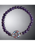 Bracelet Améthyste avec cercle acier nacré