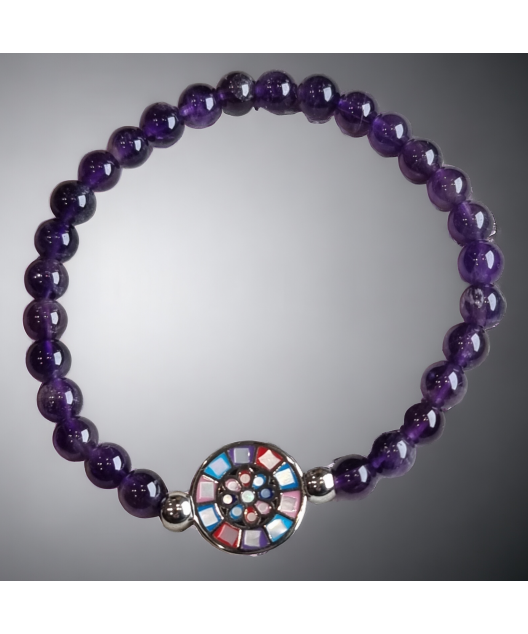 Bracelet Améthyste avec cercle acier nacré