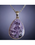 Pendentif Charoïte sur chaîne Argent 925