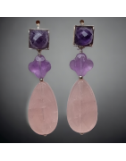 Boucles Améthyste & Quartz rose Argent 925