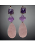 Boucles d'oreilles Améthyste & Quartz rose Argent 925