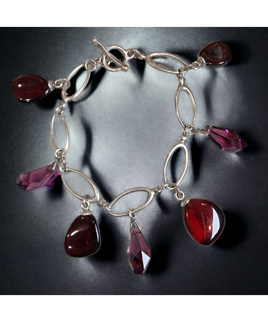 Bracelet Améthyste & Grenat A+ Argent 925