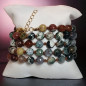 Bracelet Agate mousse & arbre facettée avec fermoir doré