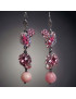 Boucles Swarovski & Aventurine rose pendants