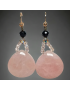 Boucles Quartz rose Onyx & Zirconium