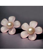 Boucles Bakélite & Perle Fleur