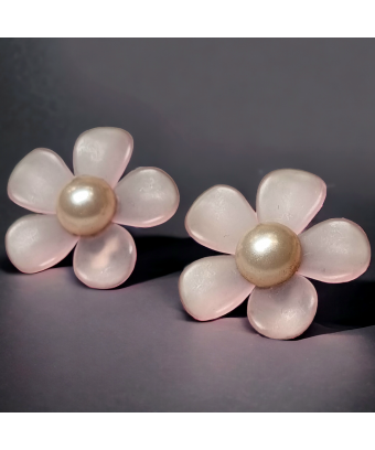 Boucles d'oreilles Bakélite & Perle Fleur