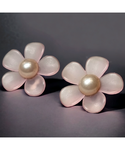 Boucles Bakélite & Perle Fleur