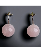 Boucles Quartz rose boules Argent 925