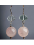 Boucles d'oreilles Quartz rose & Fluorite Argent 925