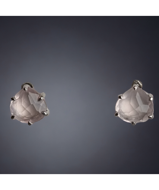 Boucles Quartz rose Argent 925