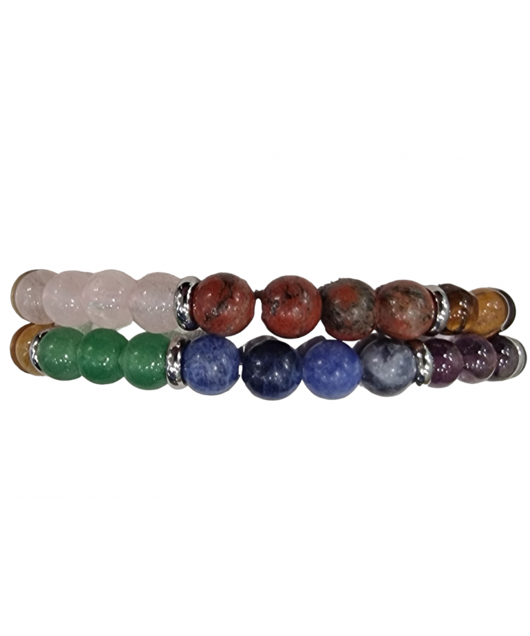 Bracelet 7 chakras enfant pierres rondes 6mm