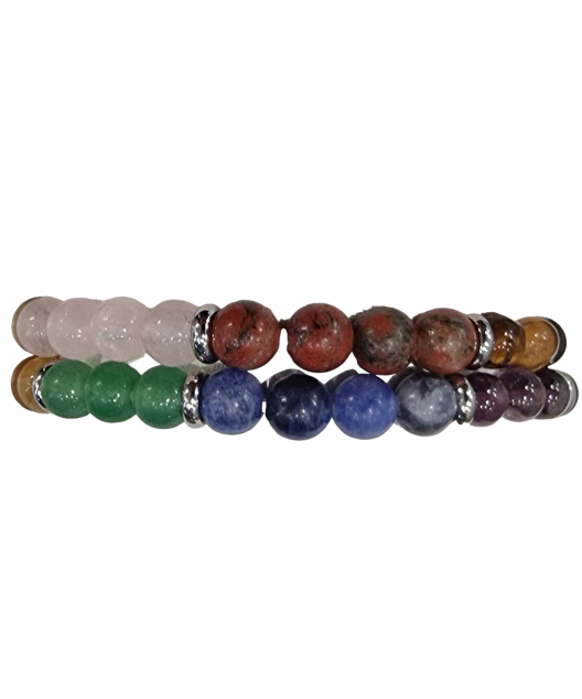 Bracelet 7 chakras enfant pierres rondes 6mm