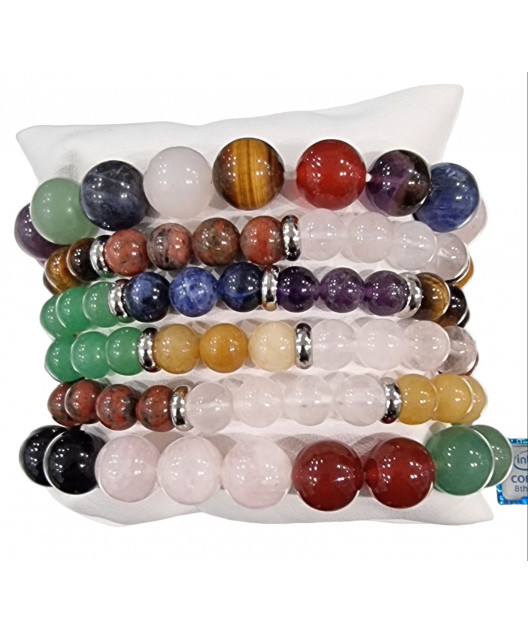 Bracelet 7 Chakras pierres rondes