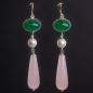 Boucles Quartz rose Agate verte & Perle Argent 925