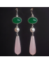 Boucles Quartz rose Agate verte & Perle Argent 925