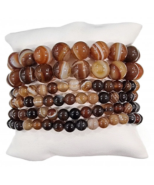 Bracelet Agate du Botswana pierres rondes