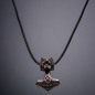 Pendentif Tête de loup & marteau de Thor Acier sur lacet cuir