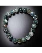 Bracelet Agate Mousse et Arbre Pierres Rondes de 8mm facettées