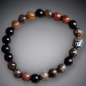 Bracelet Agate mousse Onyx & Jaspe facettées avec Bouddha Hématite