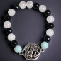 Bracelet Amazonite Onyx & Quartz rose facettées avec Nœud celtique