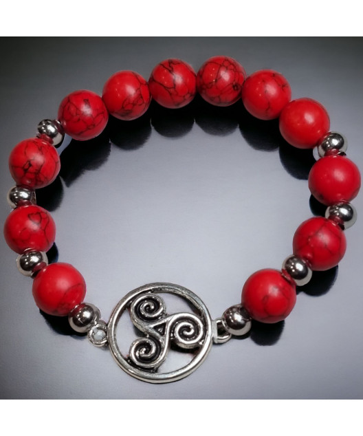 Bracelet Jaspe Impérial Triskel Pierres de 8mm