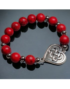Bracelet Jaspe Impérial Cœur & Nœud celtique Pierres de 8mm