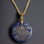 Pendentif Lapis-lazuli Fleur de vie avec chaîne dorée