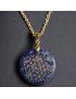 Pendentif Lapis-lazuli Fleur de vie avec chaîne dorée