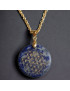 Pendentif Lapis-lazuli Fleur de vie avec chaîne dorée